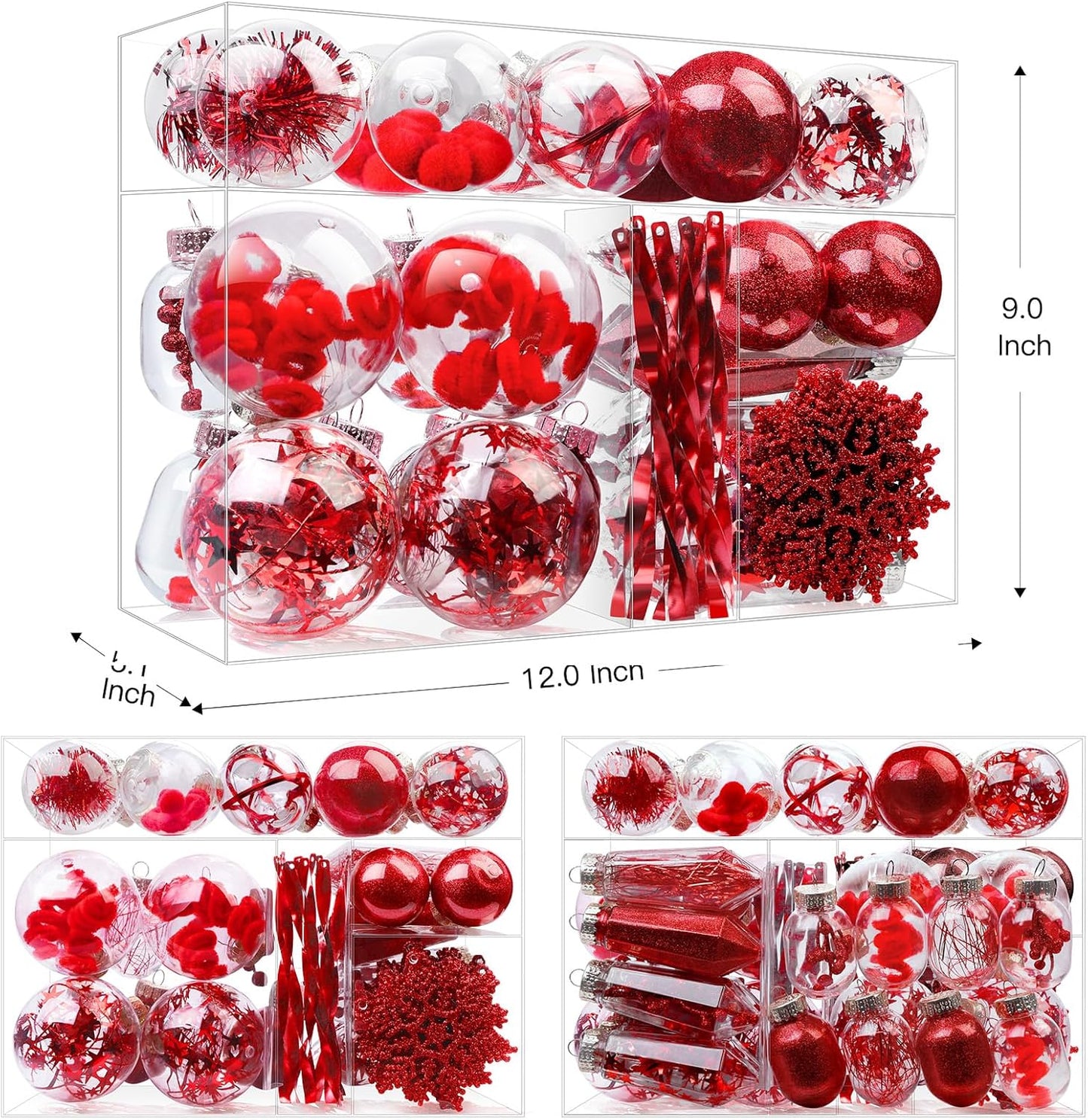 52pcs Clear Christmas Balls Ornaments Set - SHareconn