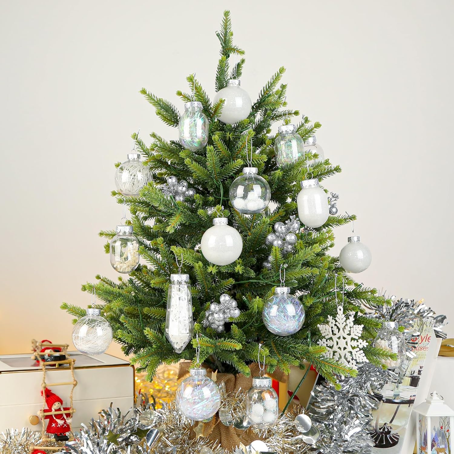 52pcs Clear Shatterproof Plastic Christmas Balls Ornaments Set - SHareconn