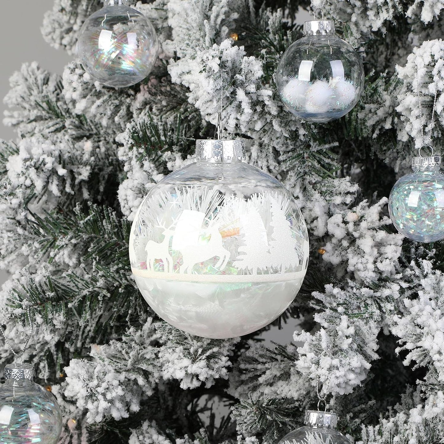 4pcs Snow Shatterproof Plastic Large Christmas Balls Ornaments-120mm - SHareconn