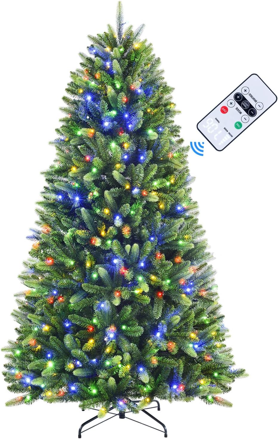 6ft Prelit Premium Artificial Hinged Full Christmas Tree with Remote Control & Timer