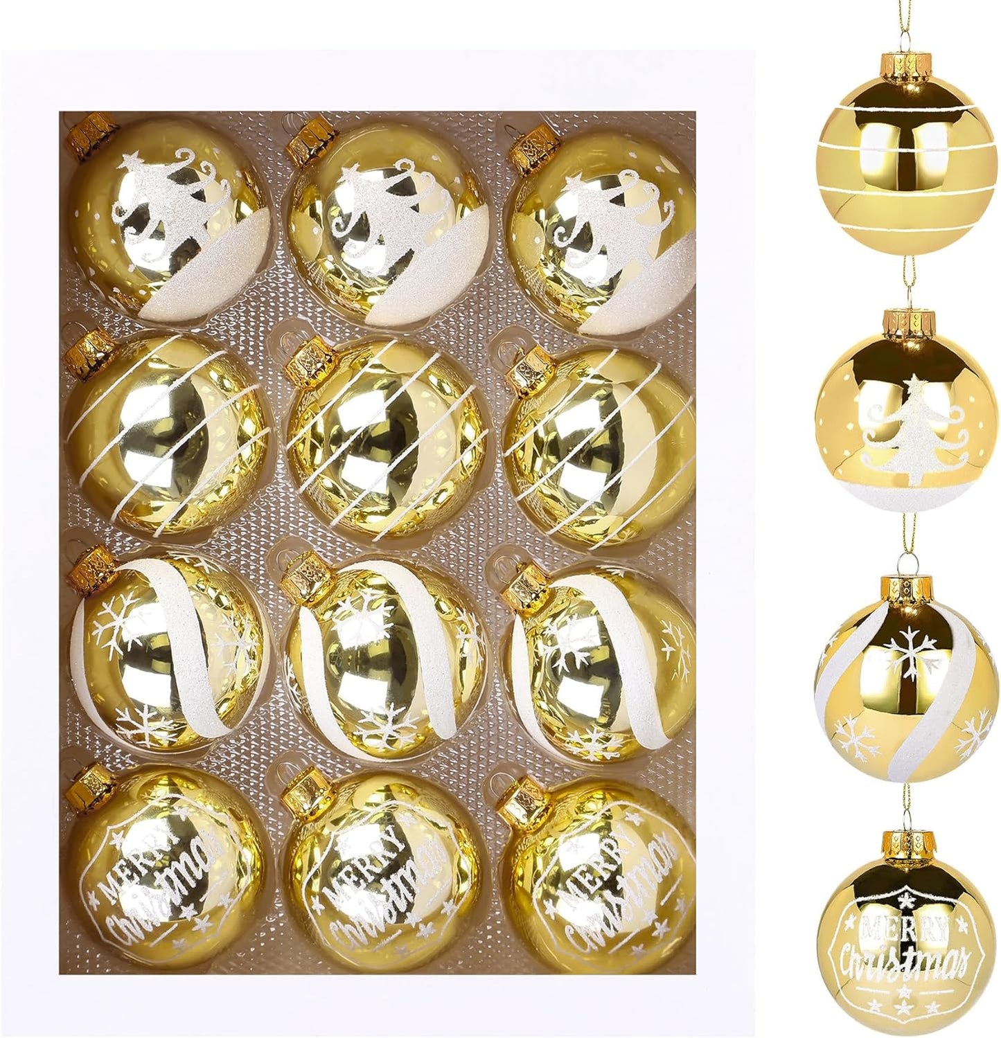 12Pcs Glass Christmas Ball Ornaments