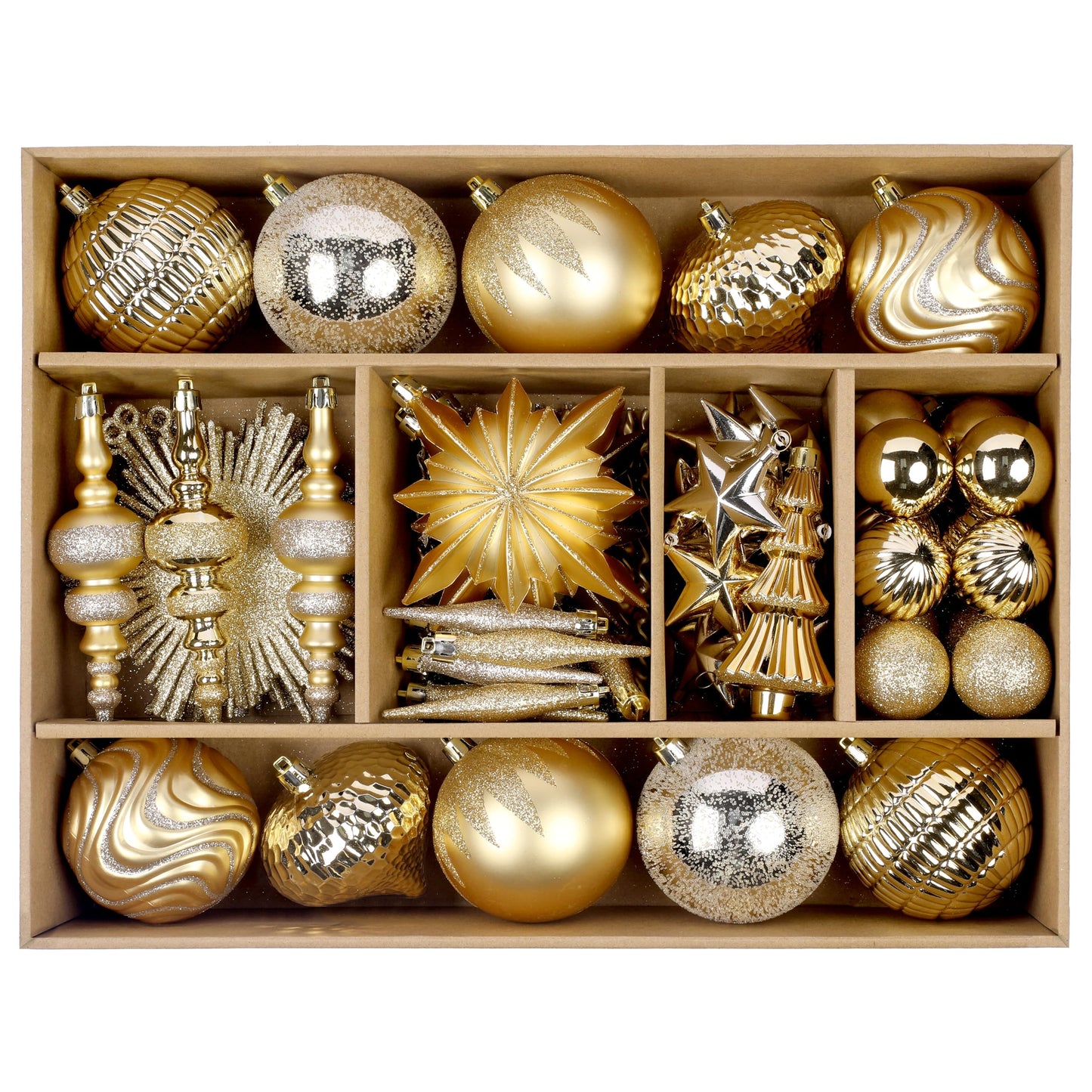 80pcs Light Gold Christmas Balls Ornaments Set with Lanyards