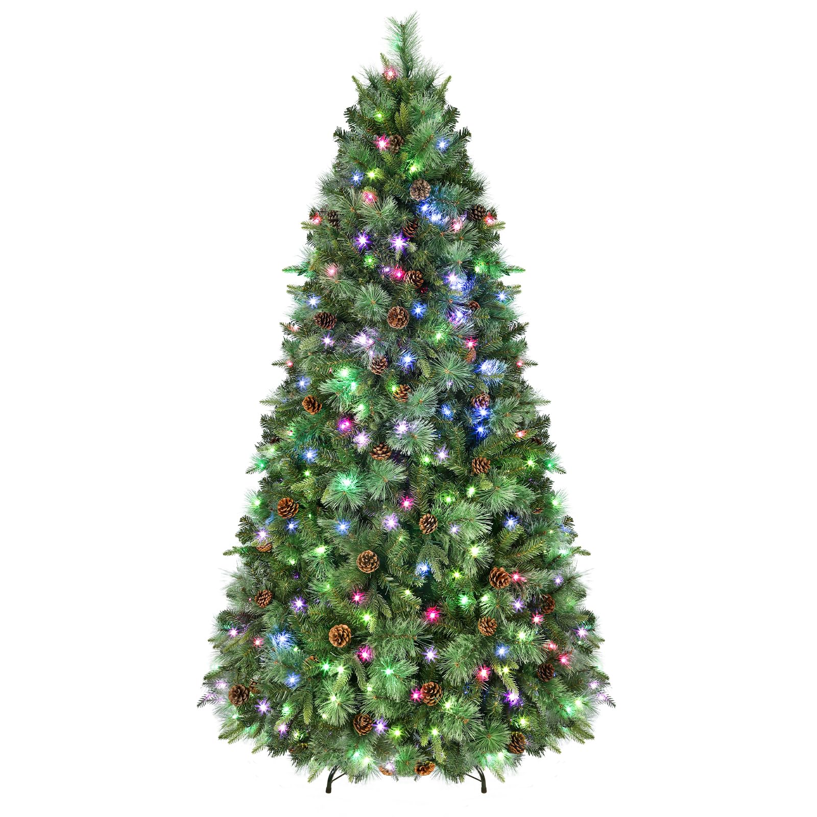 4.5ft Prelit Led Color Changing RGB Lights Artificial Hinged Christmas Pine Tree with Remote Control