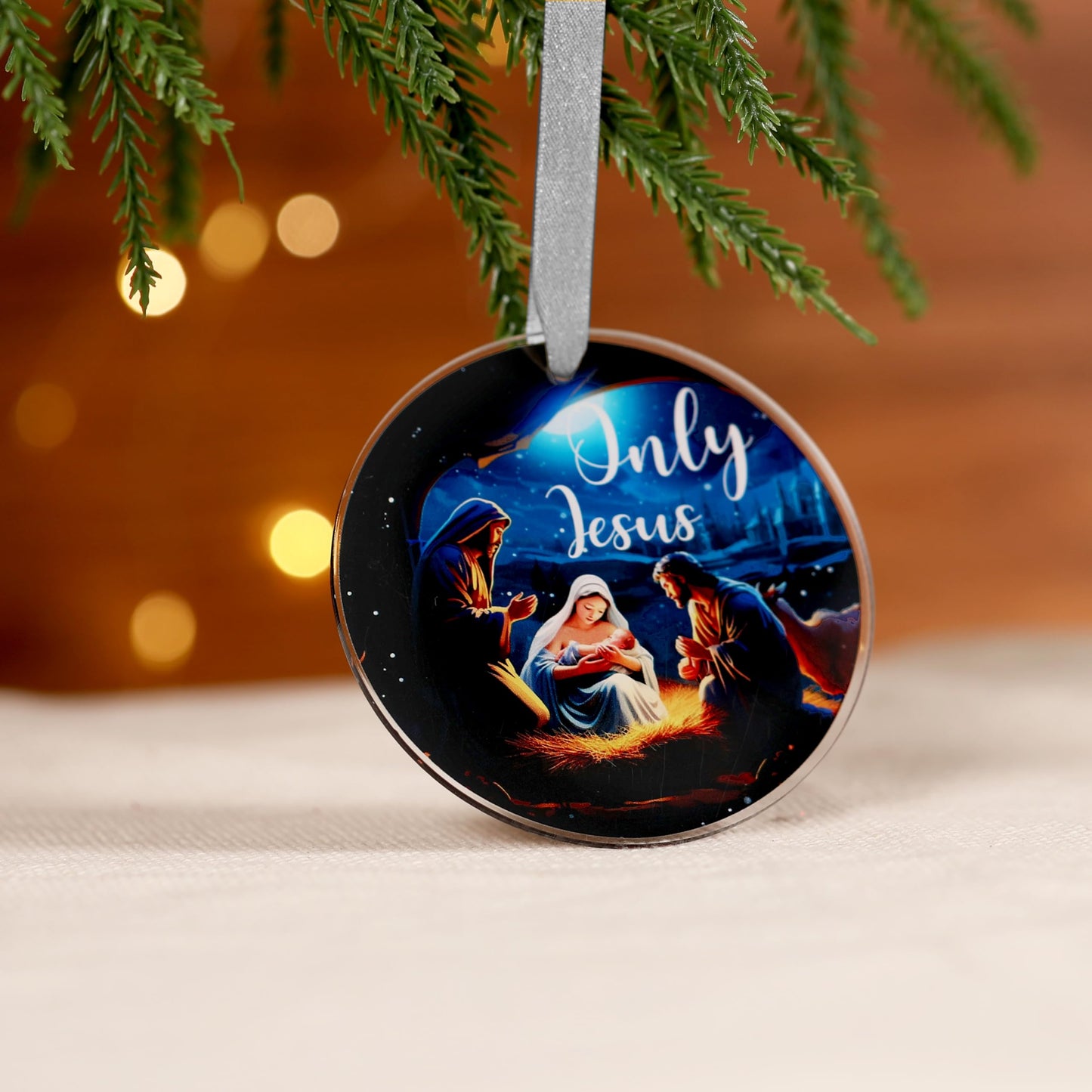 1Pcs 3.54 Inch Jesus Birth Acrylic Christmas Ornaments