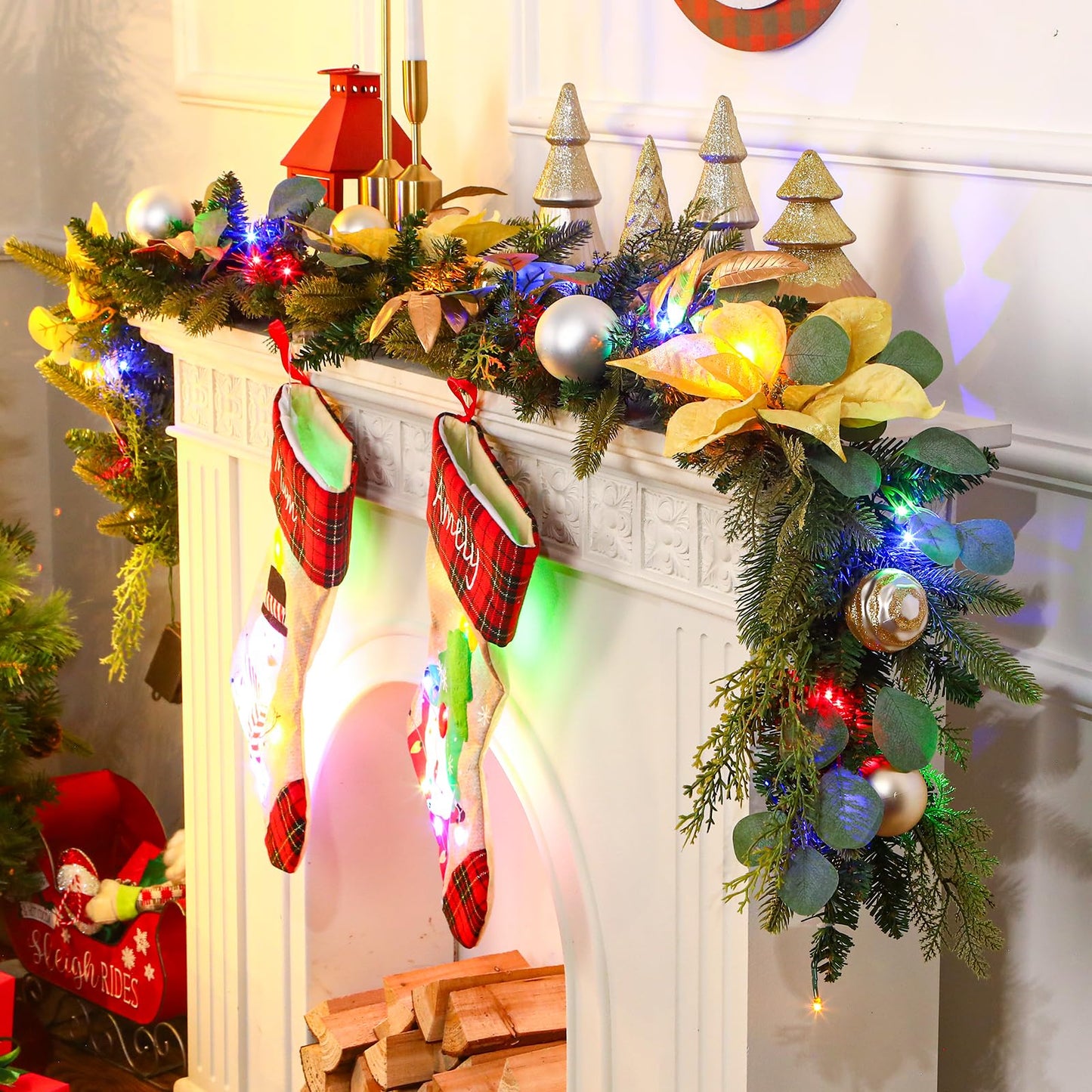 6ft Battery Operated Multi-Colored Lights Artificial Christmas Garland