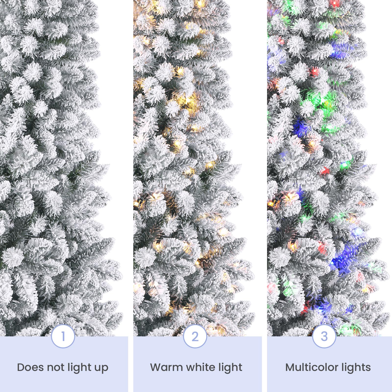 4ft Half Multi-Colored LED Changing Lights Prelit Snow Flocked Artificial Christmas Tree with Remote Control