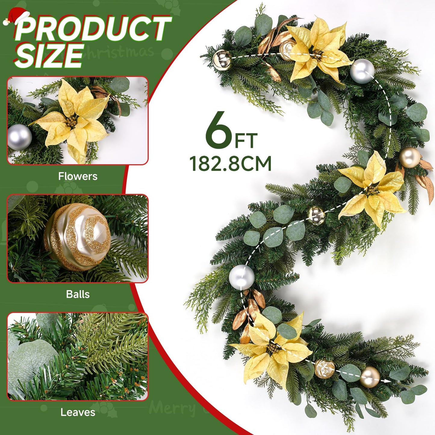 6ft Battery Operated Multi-Colored Lights Artificial Christmas Garland