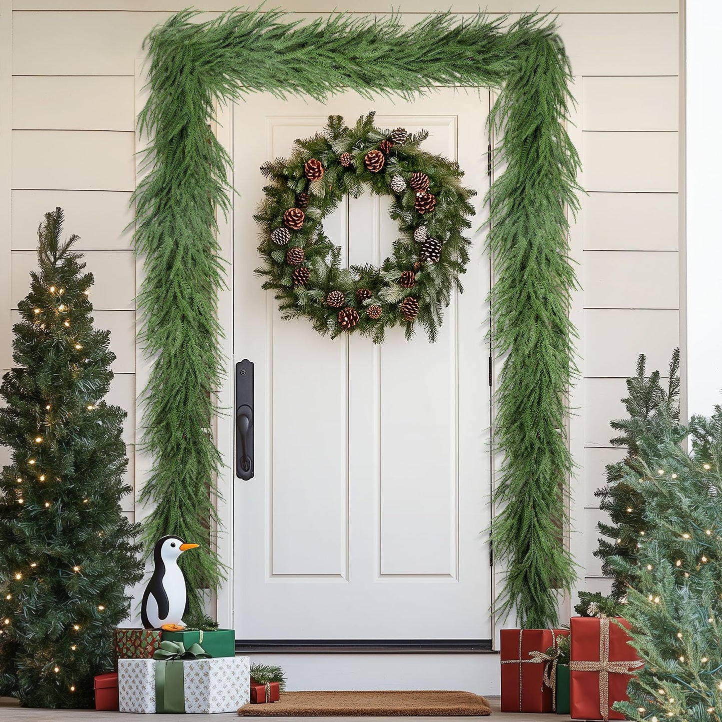 Alupssuc 9FT Realistic Christmas Garland,PE Artificial Christmas Garland