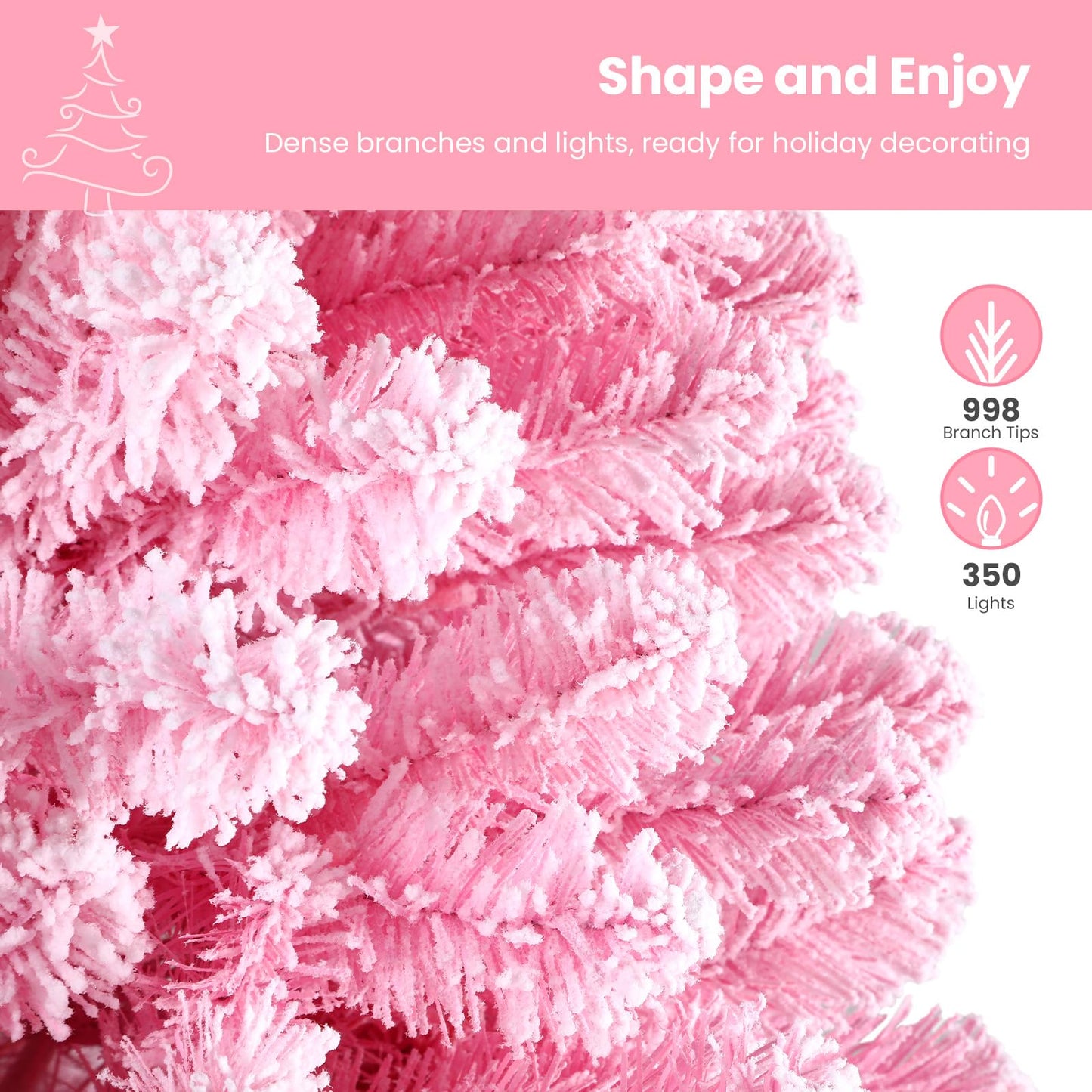 7.5ft Prelit Warm White Lights Snow Flocked Artificial Holiday Christmas Tree