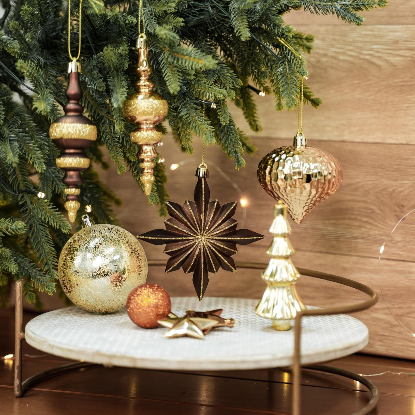 80pcs Bronze Copper Gold Christmas Balls Ornaments Set with Lanyards