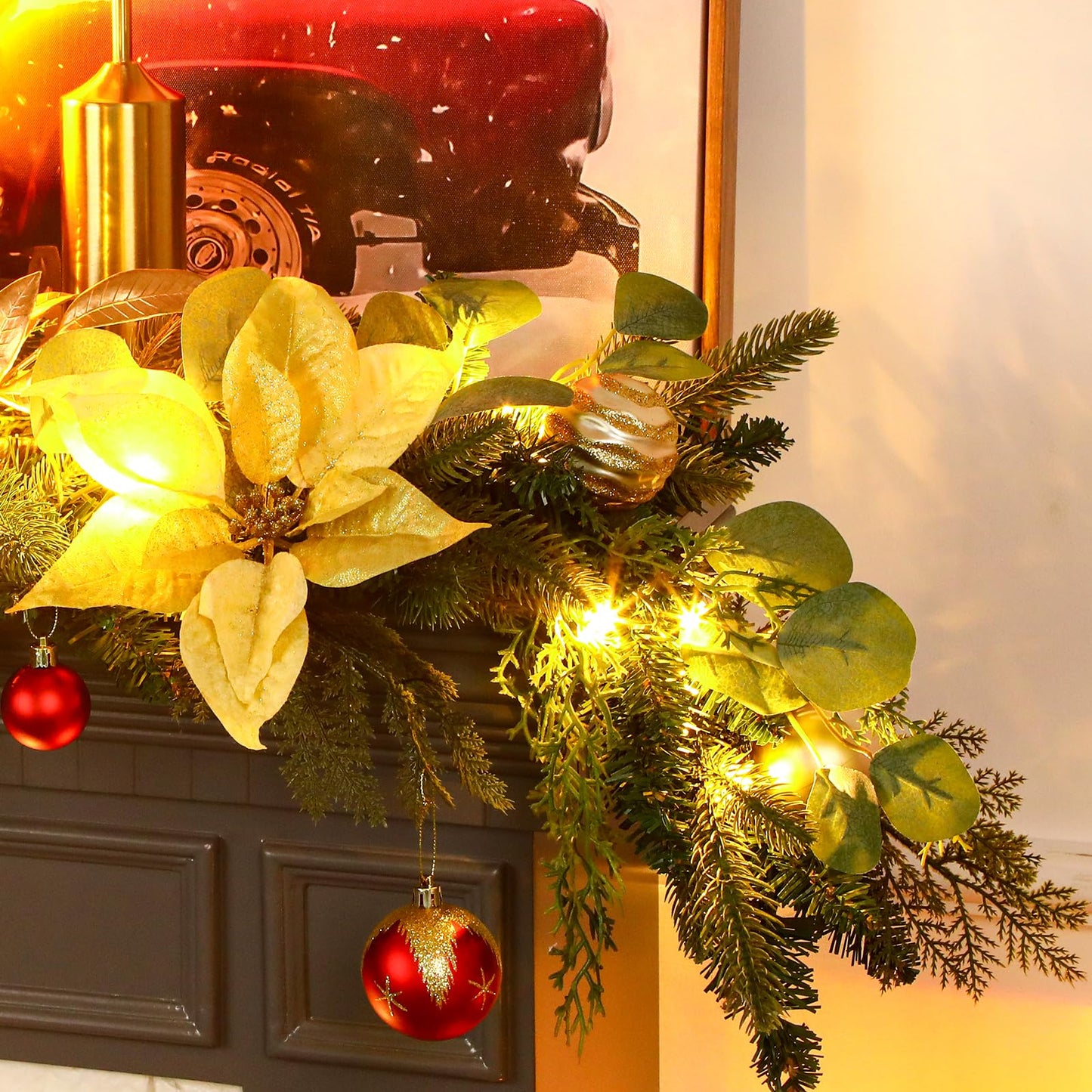 6ft Battery Operated Multi-Colored Lights Artificial Christmas Garland