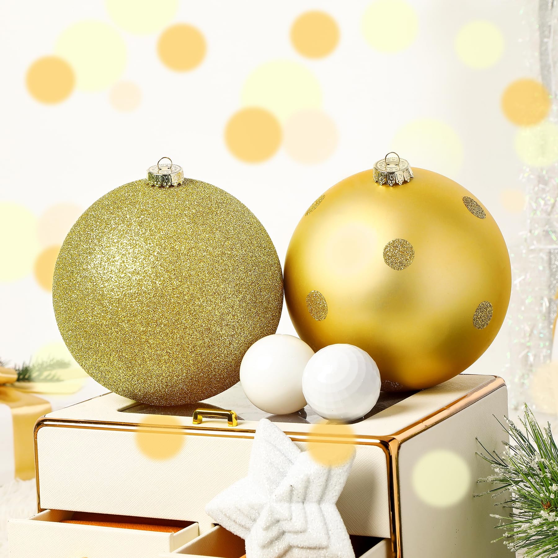 4ct 6 Inch Glold Large Christmas Tree Balls Ornaments