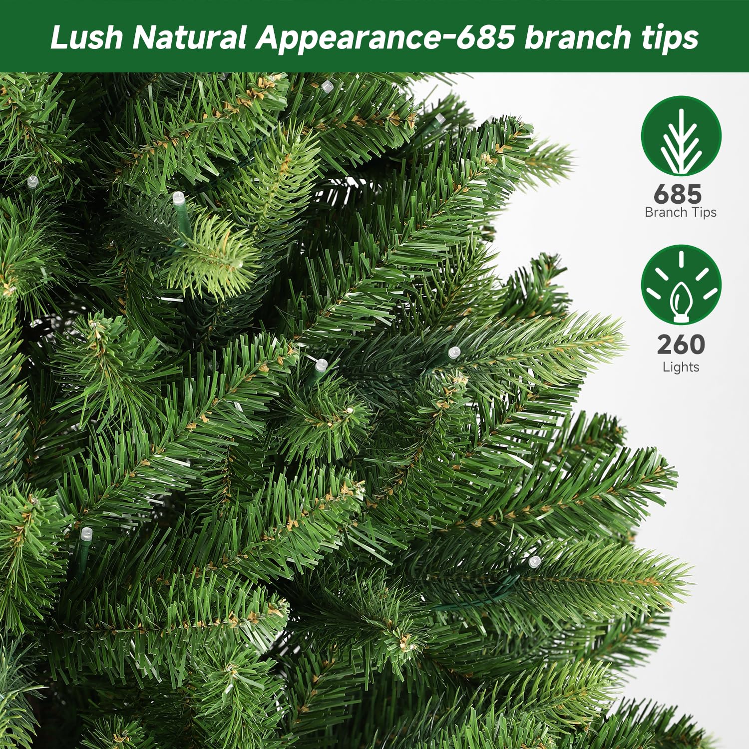 4ft Prelit Premium Artificial Hinged Full Christmas Tree with Remote Control, Timer, 260 Pre-Lit New Upgraded Multi-Color RGB Lights, 685 Branch Tips, Perfect Choice for Xmas Decoration, 4FT - SHareconn