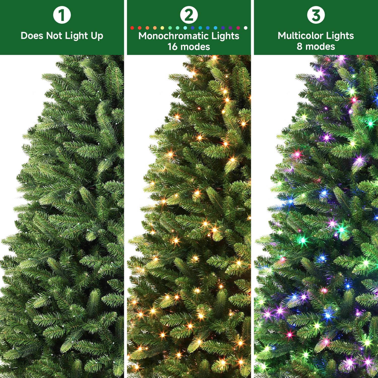 7ft Prelit Premium Artificial Hinged Full Christmas Tree with Remote Control, Timer, 400 Pre-Lit New Upgraded Multi-Color RGB Lights, 1423 Branch Tips, Perfect Choice for Xmas Decoration, 7FT - SHareconn