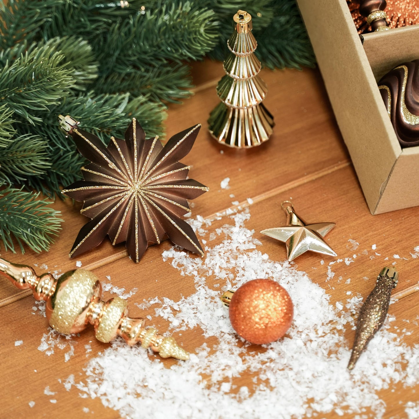 80pcs Bronze Copper Gold Christmas Balls Ornaments Set with Lanyards