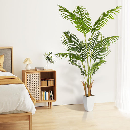 5FT Artificial Palm Tree with White Planter