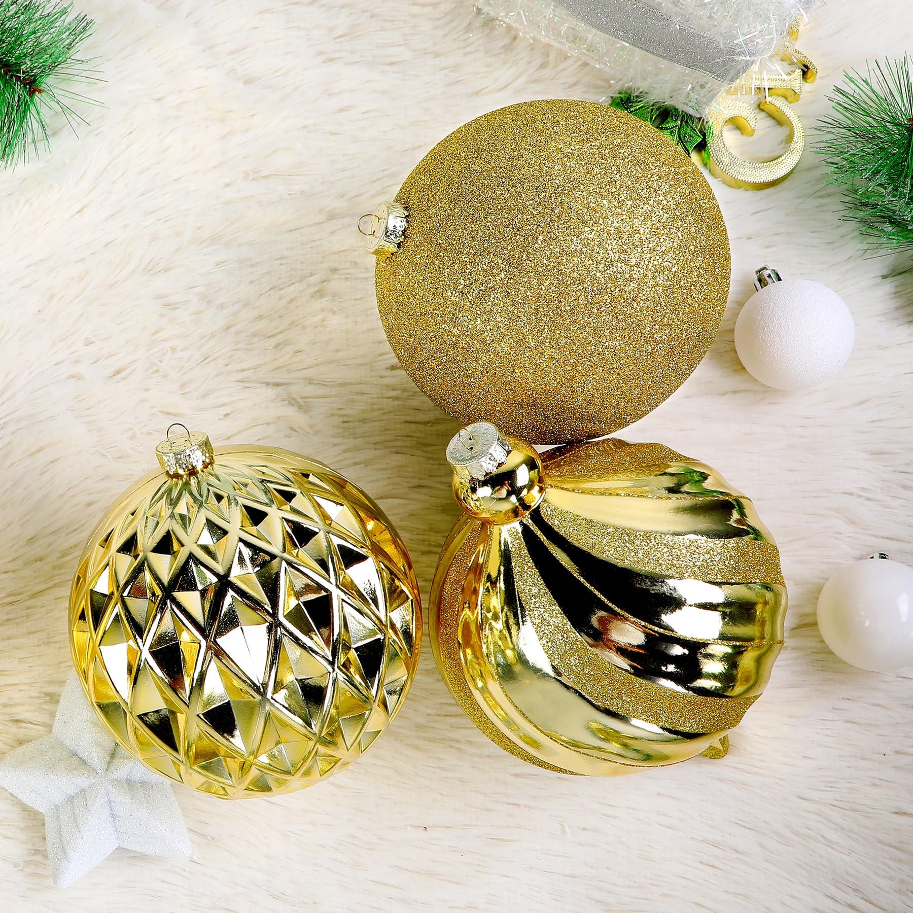 4ct 6 Inch Glold Large Christmas Tree Balls Ornaments