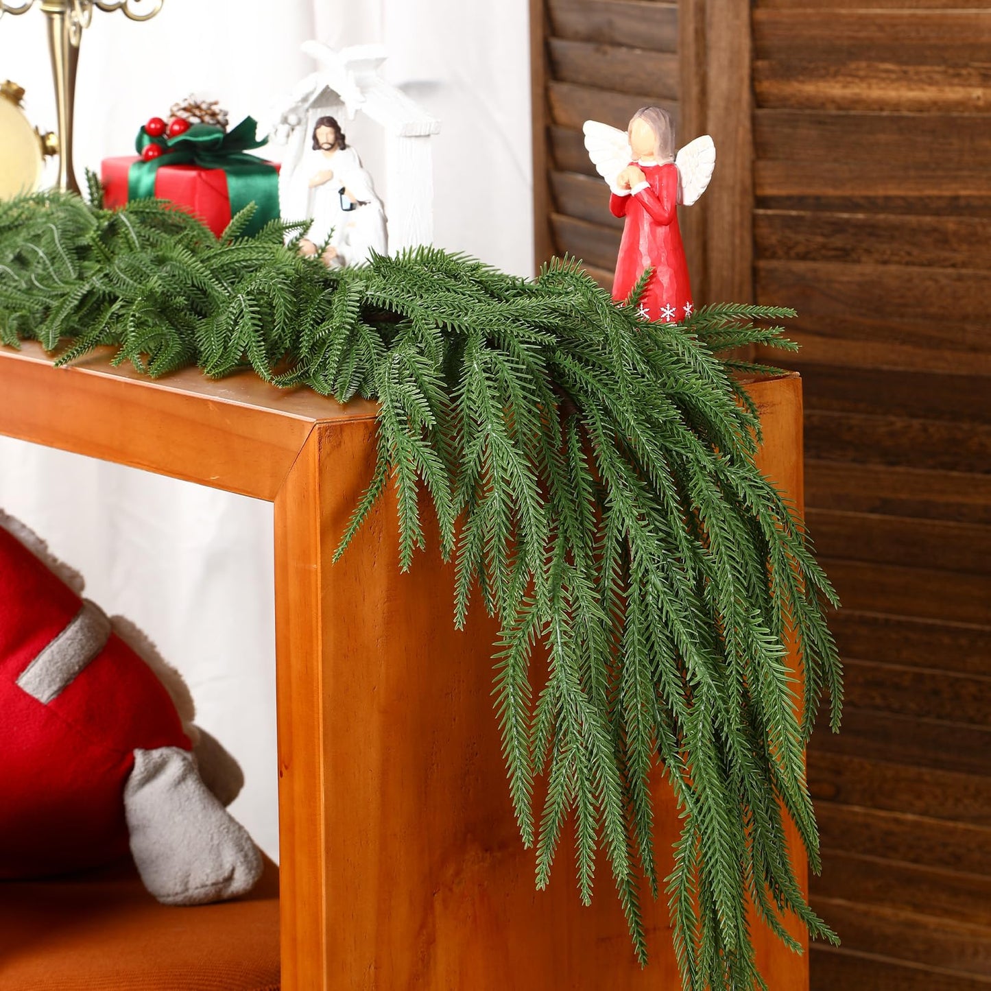 Alupssuc 9FT Realistic Christmas Garland,PE Artificial Christmas Garland