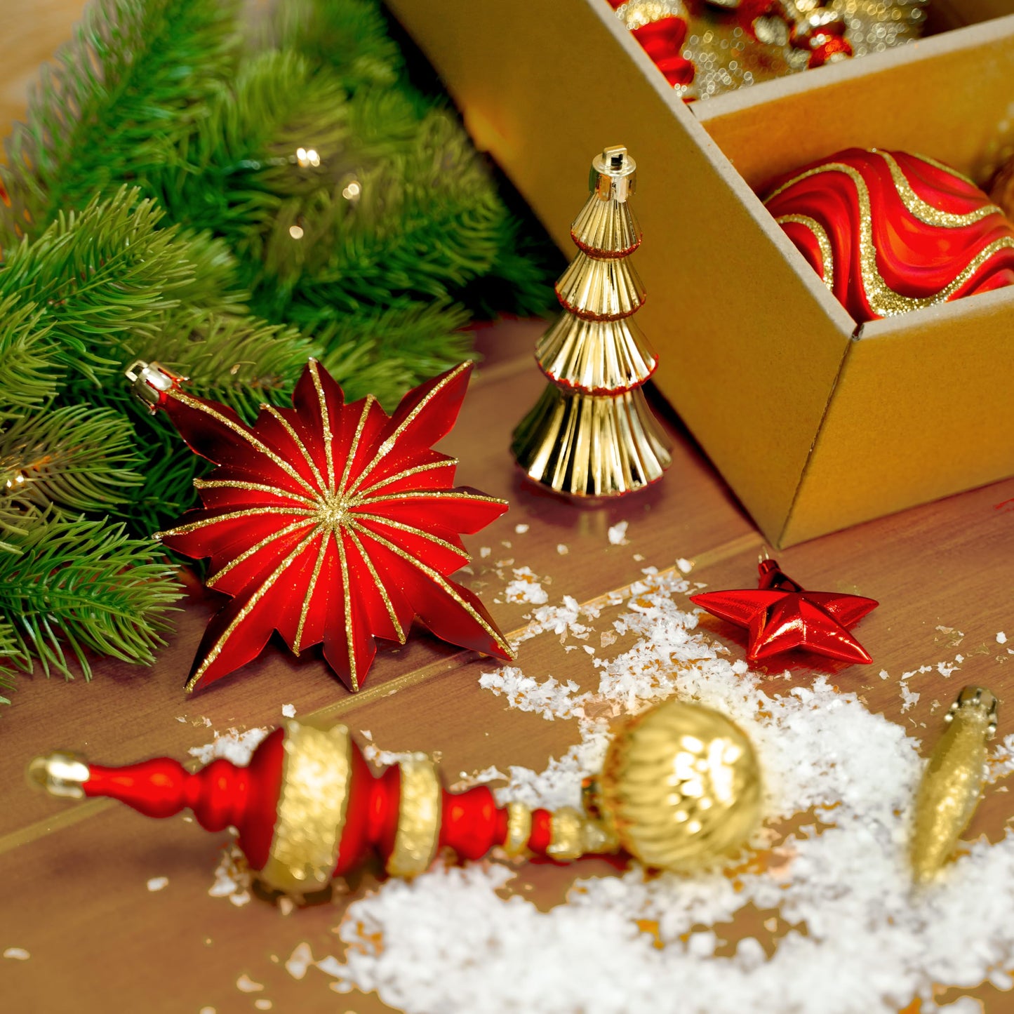 80pcs Red and Gold Christmas Balls Ornaments Set with Lanyards
