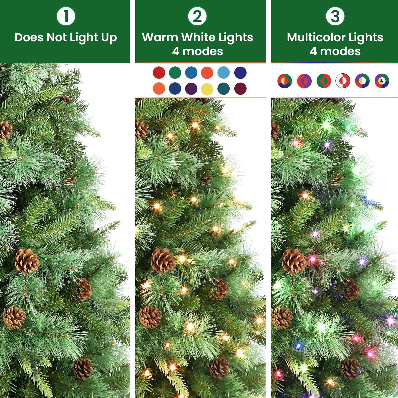 4.5ft Prelit Led Color Changing RGB Lights Artificial Hinged Christmas Pine Tree with Remote Control
