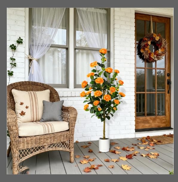 2 Pack Faux Orange Camellia Tree, 3FT/4FT