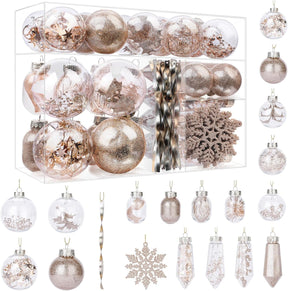 52pcs Champagne Christmas Balls Ornaments Set - SHareconn