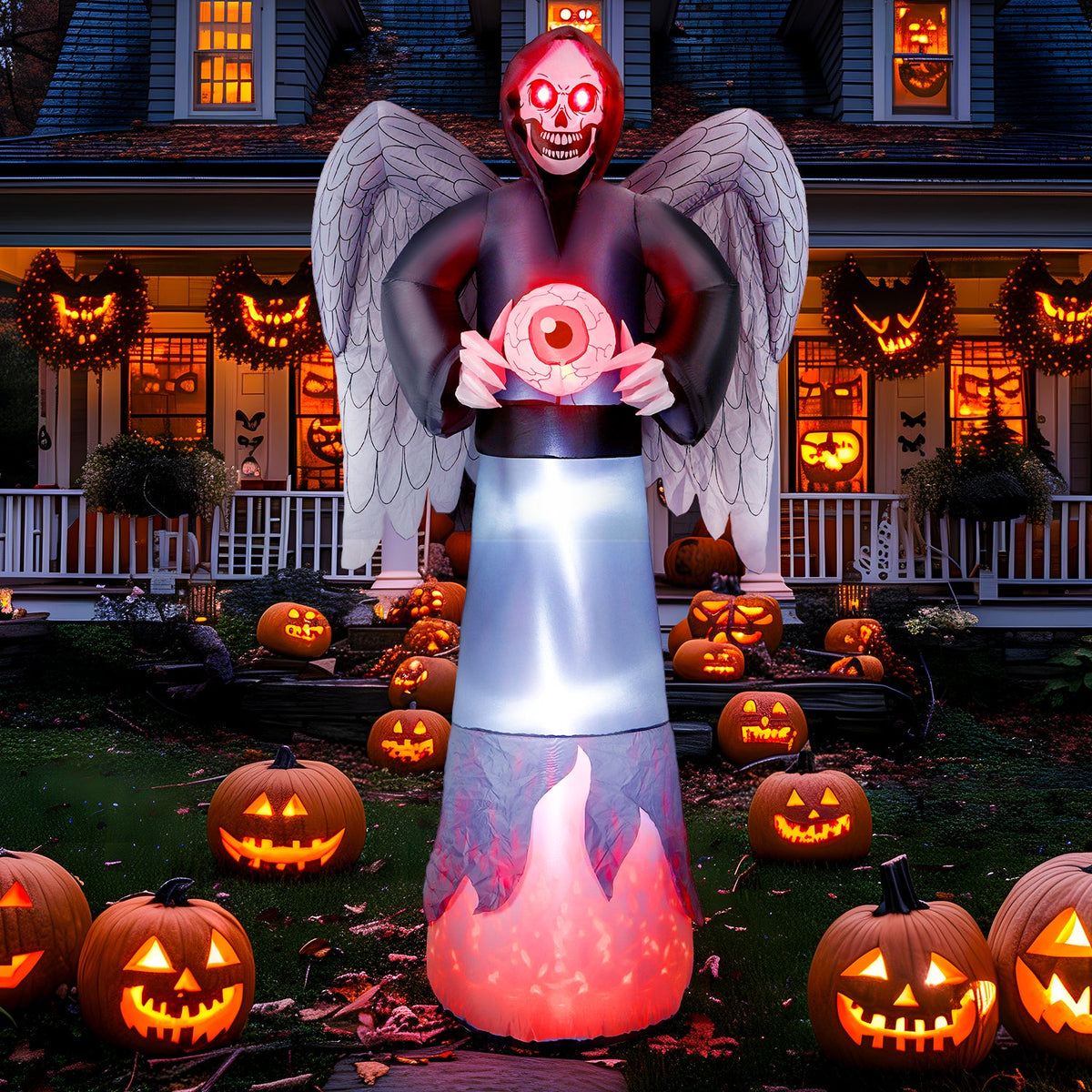 8FT Length Halloween Inflatable Grim Reaper - SHareconn