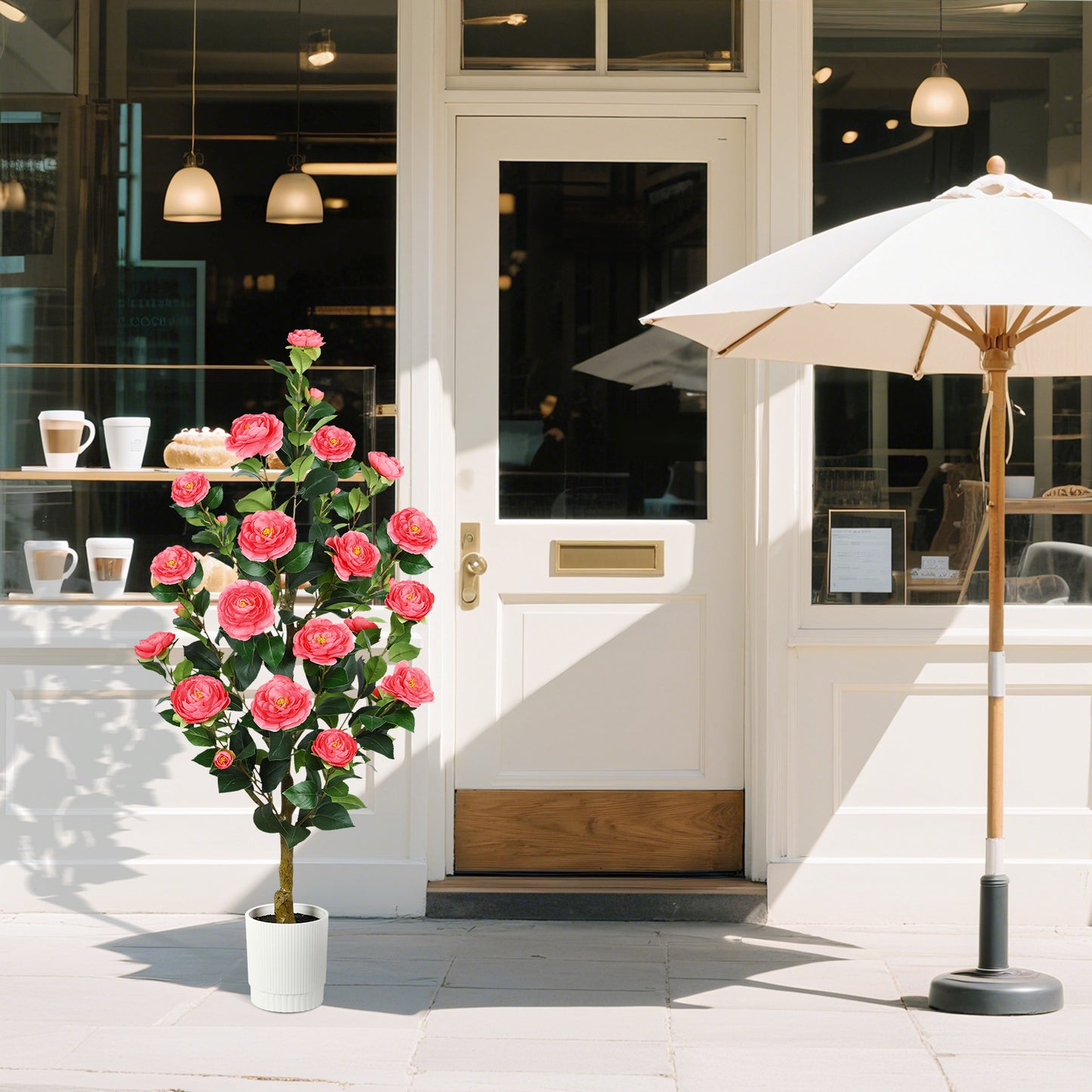 2 Pack Faux Pink Camellia Tree, 3FT/4FT