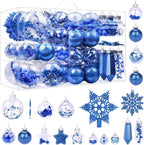 86pcs Blue Shatterproof Plastic Clear Christmas Balls Ornaments Set - SHareconn