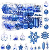 86pcs Blue Shatterproof Plastic Clear Christmas Balls Ornaments Set - SHareconn