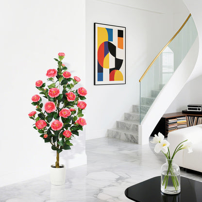 2 Pack Faux Pink Camellia Tree, 3FT/4FT