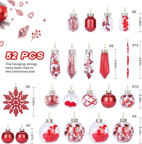 52pcs Clear Christmas Balls Ornaments Set - SHareconn