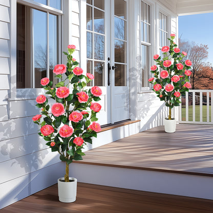 2 Pack Faux Pink Camellia Tree, 3FT/4FT