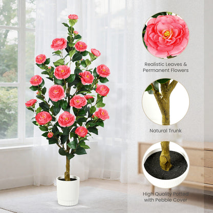 2 Pack Faux Pink Camellia Tree, 3FT/4FT