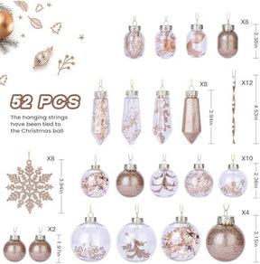 52pcs Champagne Christmas Balls Ornaments Set - SHareconn