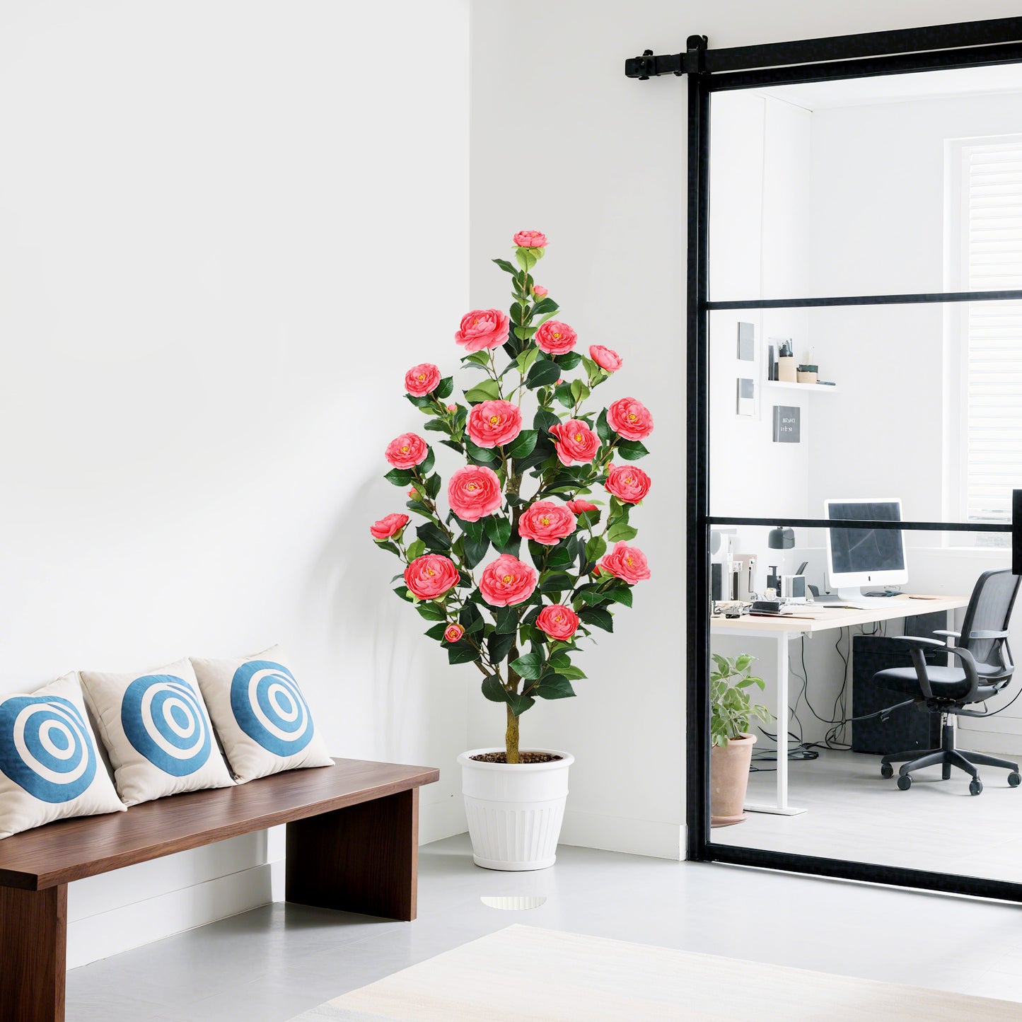 2 Pack Faux Pink Camellia Tree, 3FT/4FT