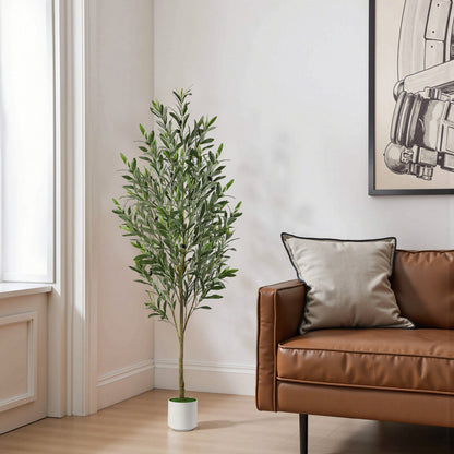 Artificial Olive Tree with Elegant White Pot  5FT/6FT/7FT/8FT