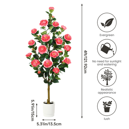 2 Pack Faux Pink Camellia Tree, 3FT/4FT