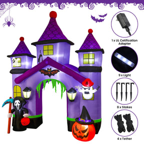 10FT Halloween Inflatables Giant Haunted House Castle Archway with LED Light - SHareconn