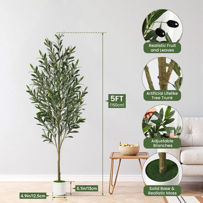 Artificial Olive Tree with Elegant White Pot  5FT/6FT/7FT/8FT