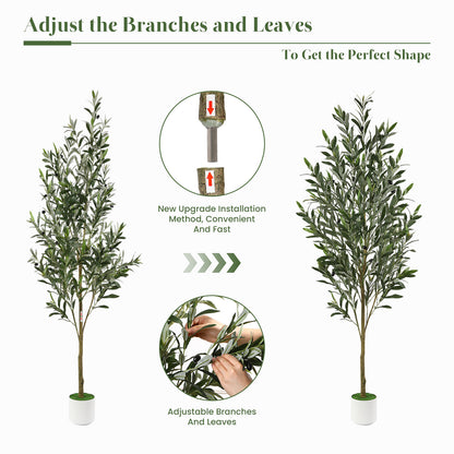 Artificial Olive Tree with Elegant White Pot  5FT/6FT/7FT/8FT