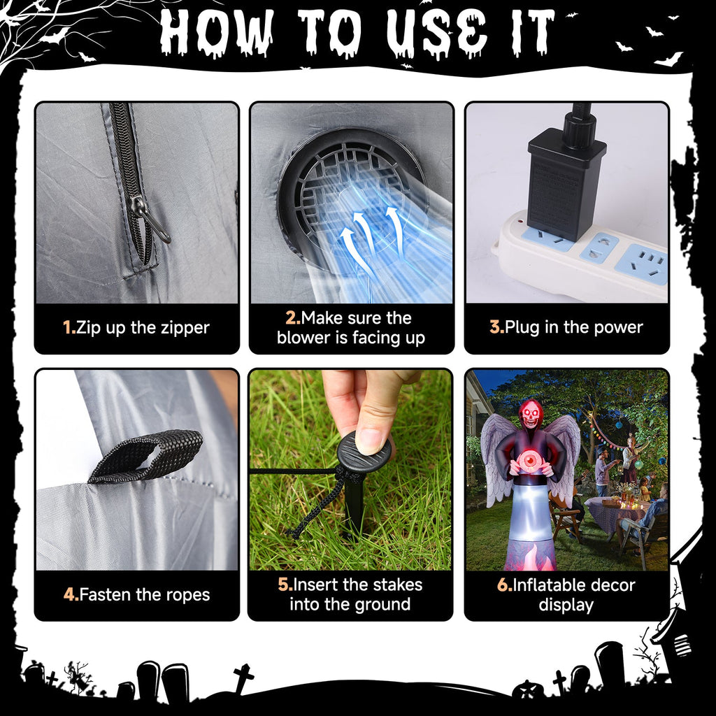 8FT Length Halloween Inflatable Grim Reaper - SHareconn