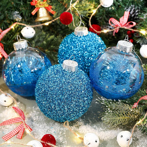 SHareconn 120mm/4.72" Large Christmas Balls Ornaments for Christmas Tree, 4 Pcs Shatterproof Plastic Baubles Blue Christmas Decorations for Xmas Tree Decor Holiday Party with Hanging Strings, Blue - SHareconn