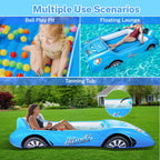 Alupssuc XL Inflatable Pool Floats Double Lounger Adult Size with Ice Bucket, 102" x 63" Extra Large and Thick Convertible Raft for Swimming Pool, Beach Tanning & Lake Floats with Headrest, Blue&White