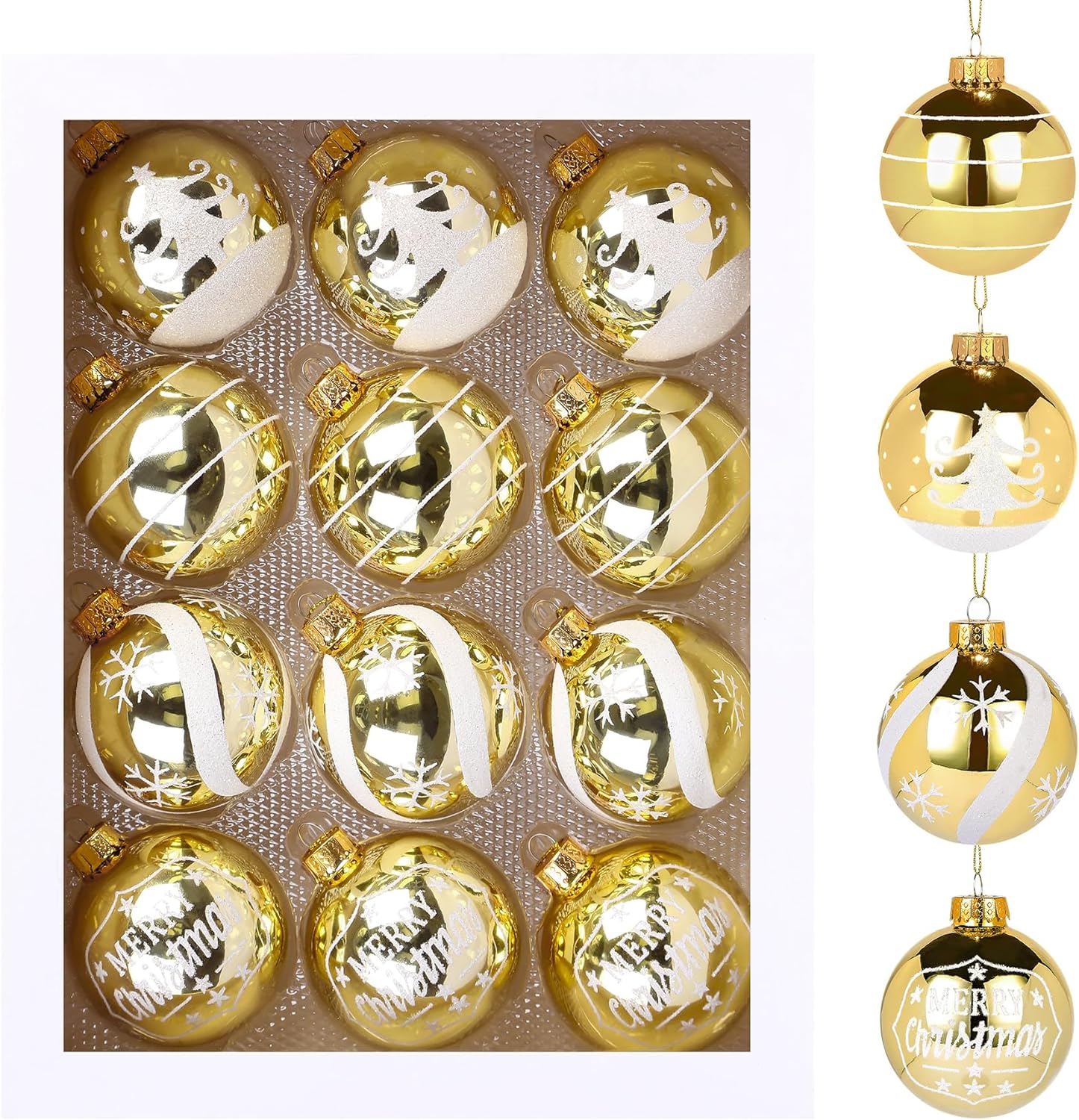 12Pcs Glass Christmas Ball Ornaments