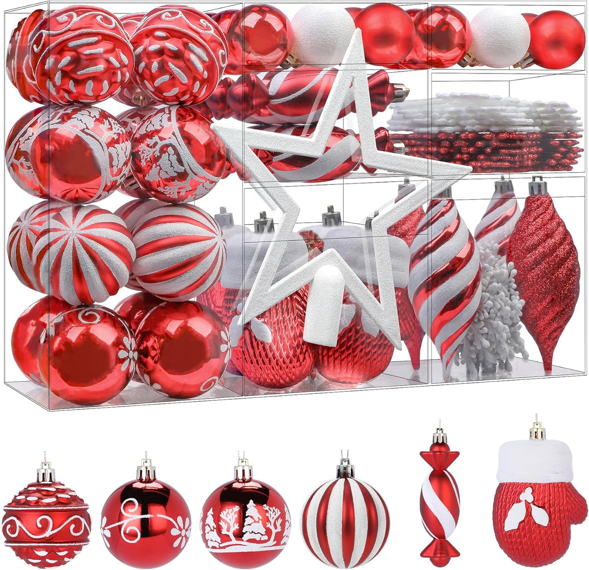 80Pcs Christmas Balls Ornaments Set
