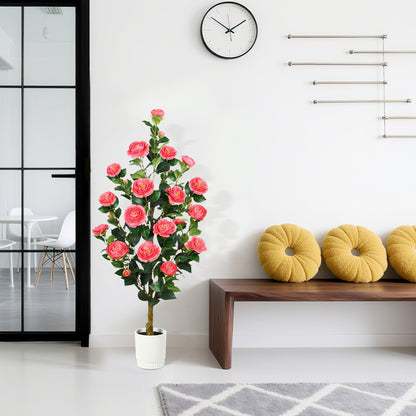2 Pack Faux Pink Camellia Tree, 3FT/4FT