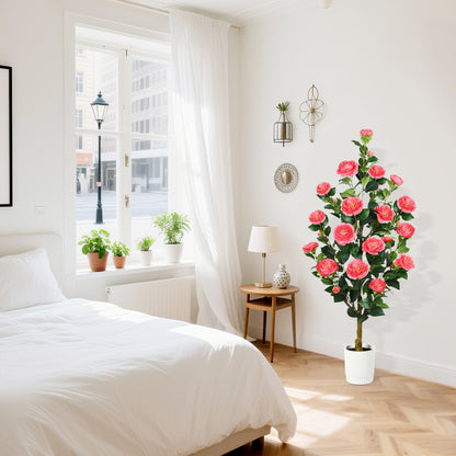 2 Pack Faux Pink Camellia Tree, 3FT/4FT