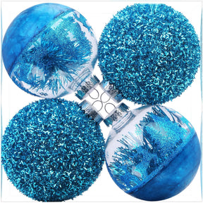 SHareconn 120mm/4.72" Large Christmas Balls Ornaments for Christmas Tree, 4 Pcs Shatterproof Plastic Baubles Blue Christmas Decorations for Xmas Tree Decor Holiday Party with Hanging Strings, Blue - SHareconn