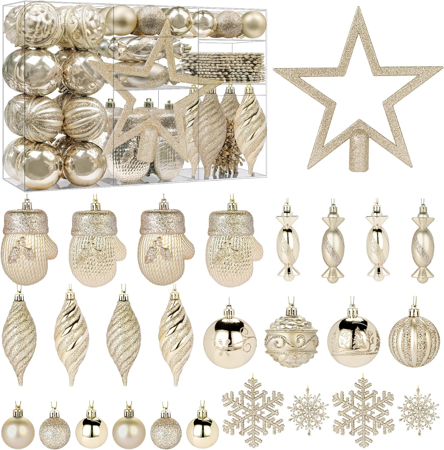 80Pcs Christmas Balls Ornaments Set
